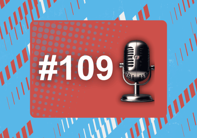 Decorative image with the podcast number next to a microphone.