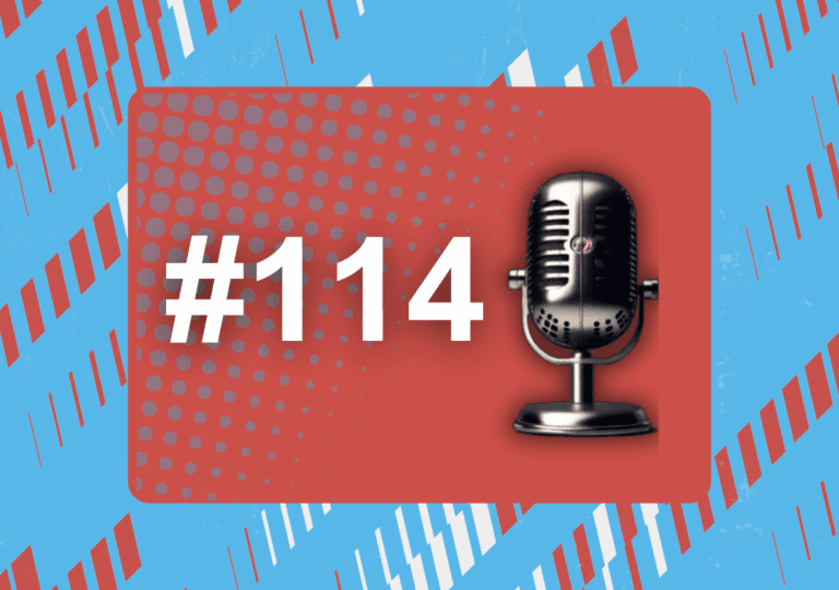 Decorative image with the podcast number next to a microphone.