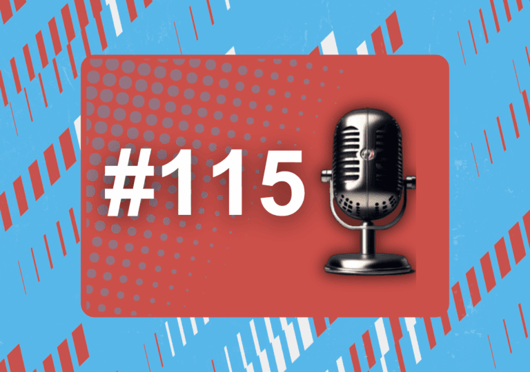 Decorative image with the podcast number next to a microphone.