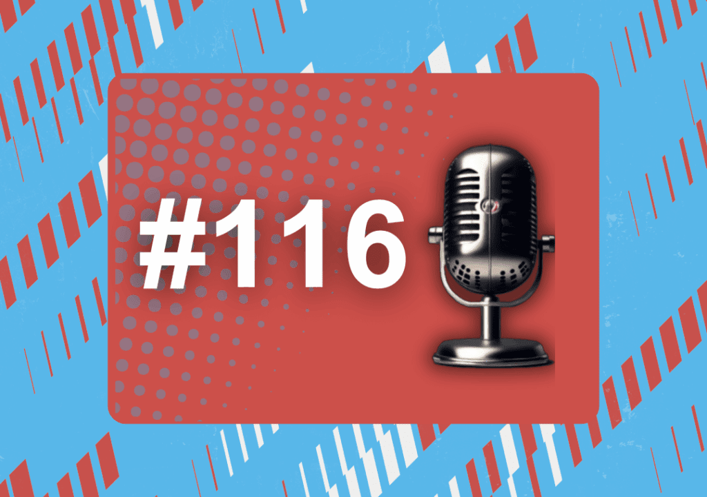 Decorative image with the podcast number next to a microphone.