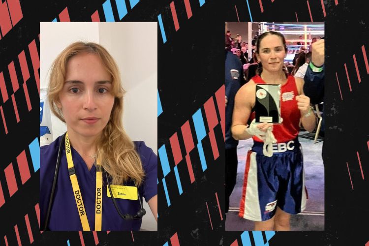 Photos of Zehra in her roles as a doctor and a boxer